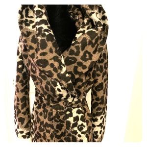 Tahari Animal print Wrap Coat